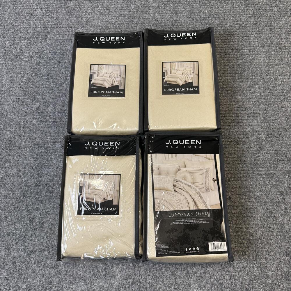 J Queen New York European Sham 26x26 Beige Gold Somerset Lot of 4 Pillow Cover